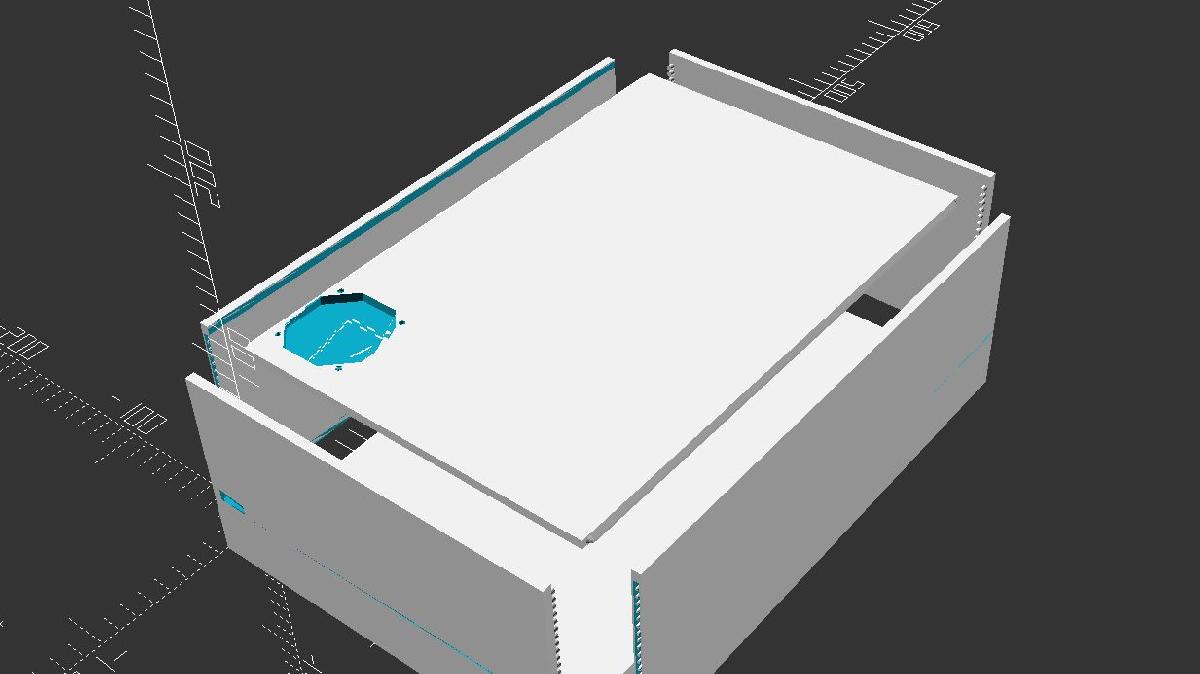 Involucro personalizavel com portas para ventilador e LCD