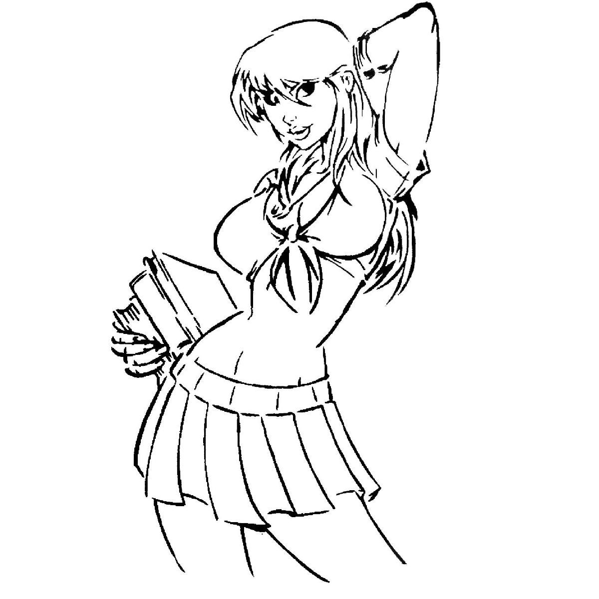 Estencil de Menina da Escola 1