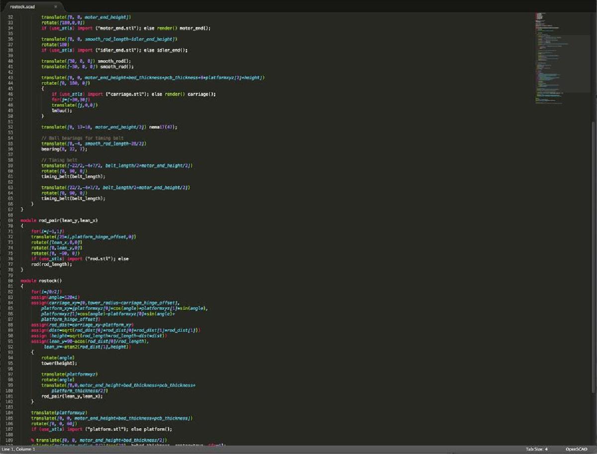 Sublime Text 2 OpenSCAD autocompletar e realce de sintaxe