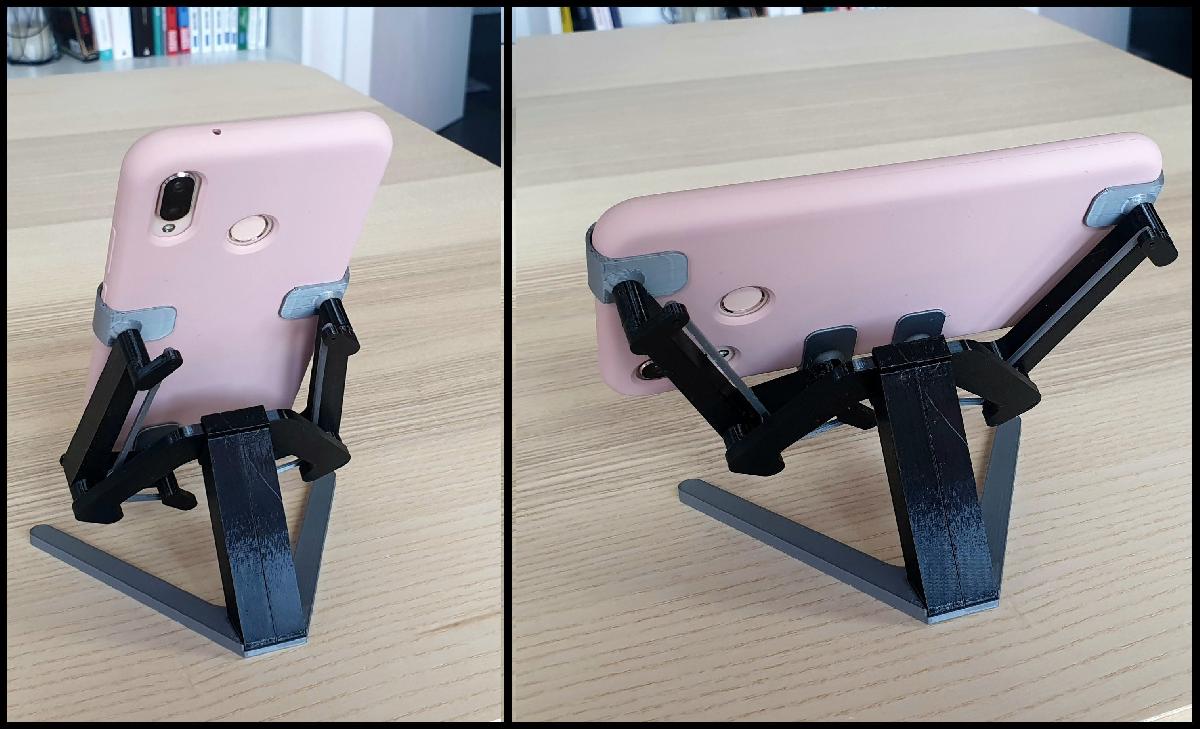 Suporte mecanico para telefone de orientacao dupla