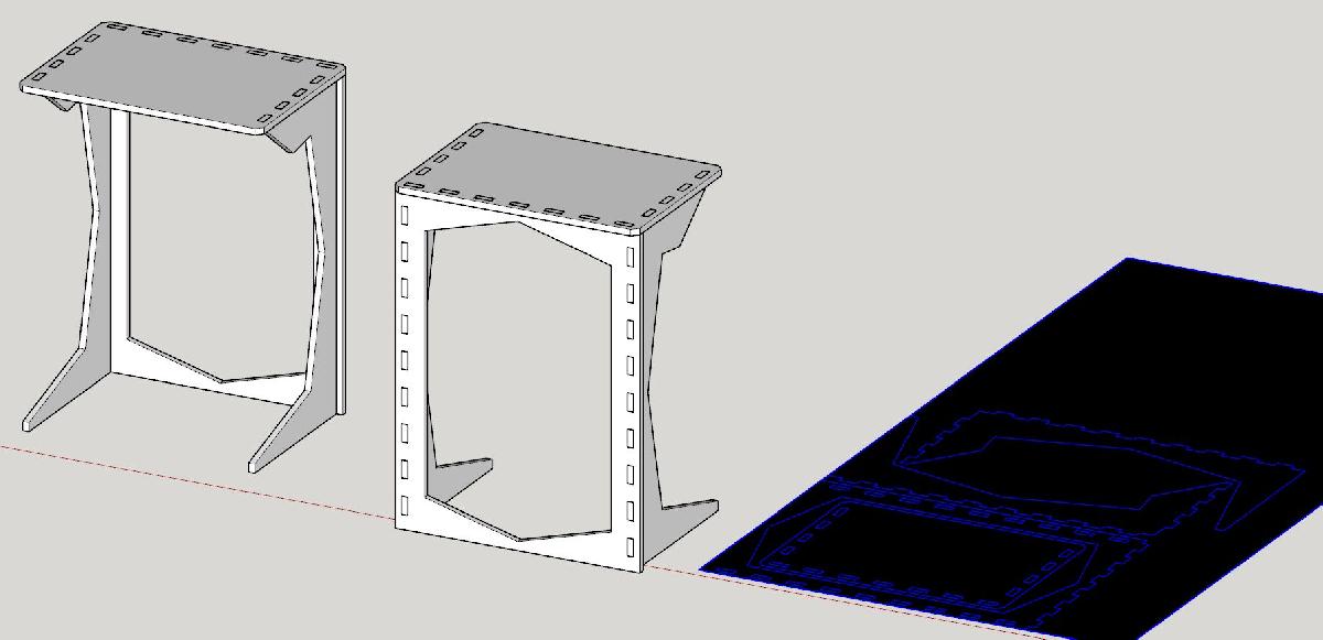 Mesa de Escritorio de Madeira Compensada CNC
