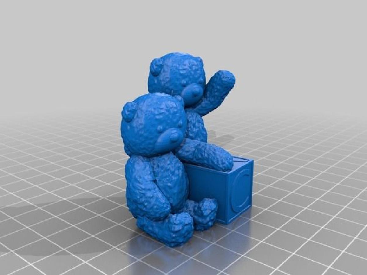 Ursos com um cubo de brinquedo