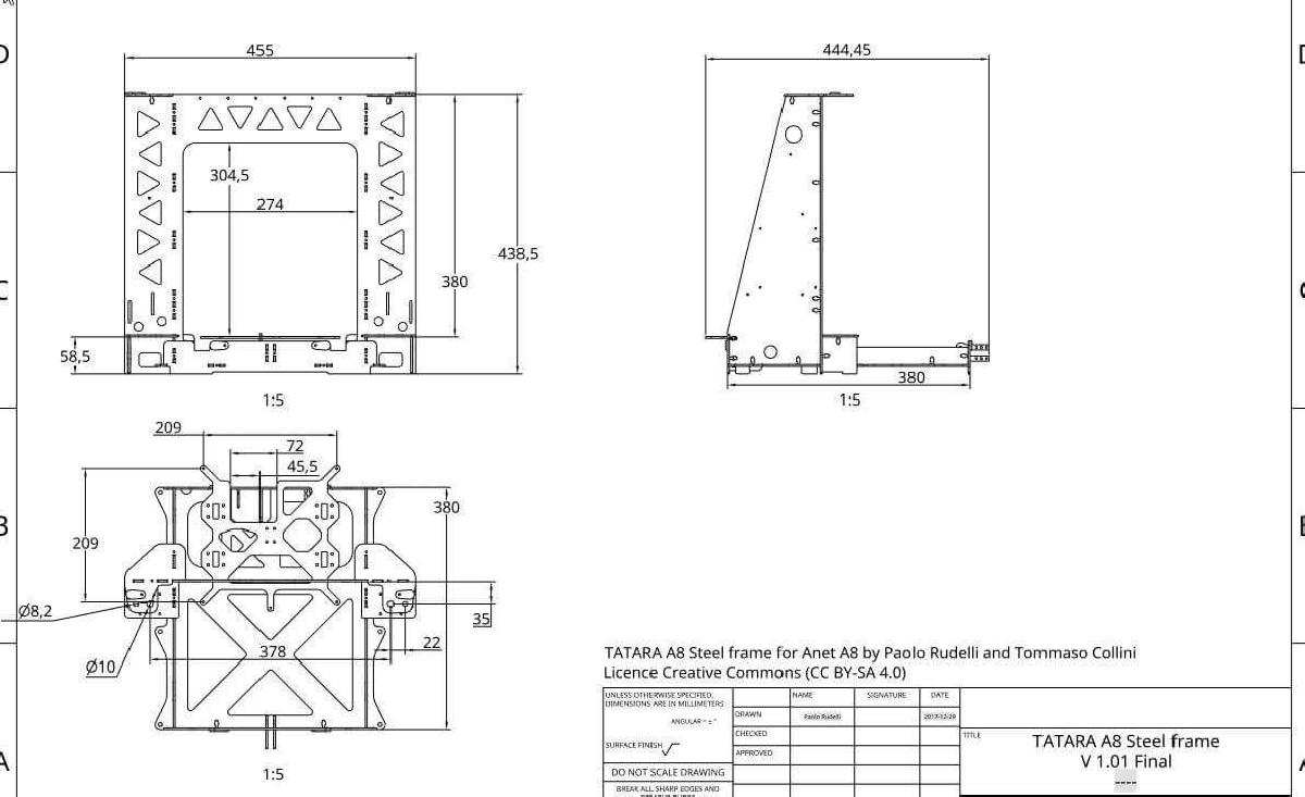Estrutura de Aco Tatara A8 Troca Anet A8 V1.00
