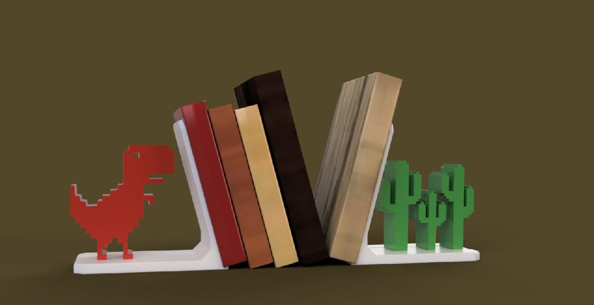Suporte para livros / estante de livros / T Rex / Nerd