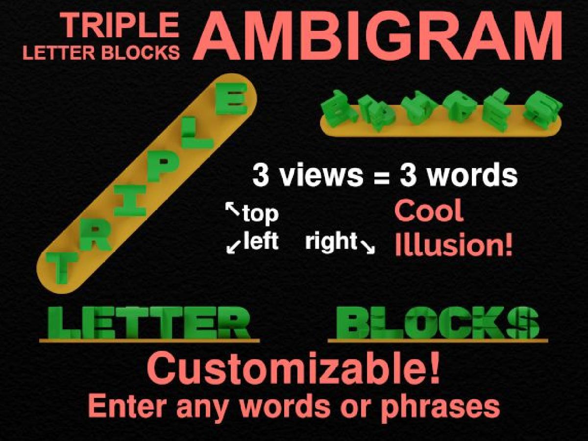 Ambigrama de Blocos de Letras Triplas Personalizável