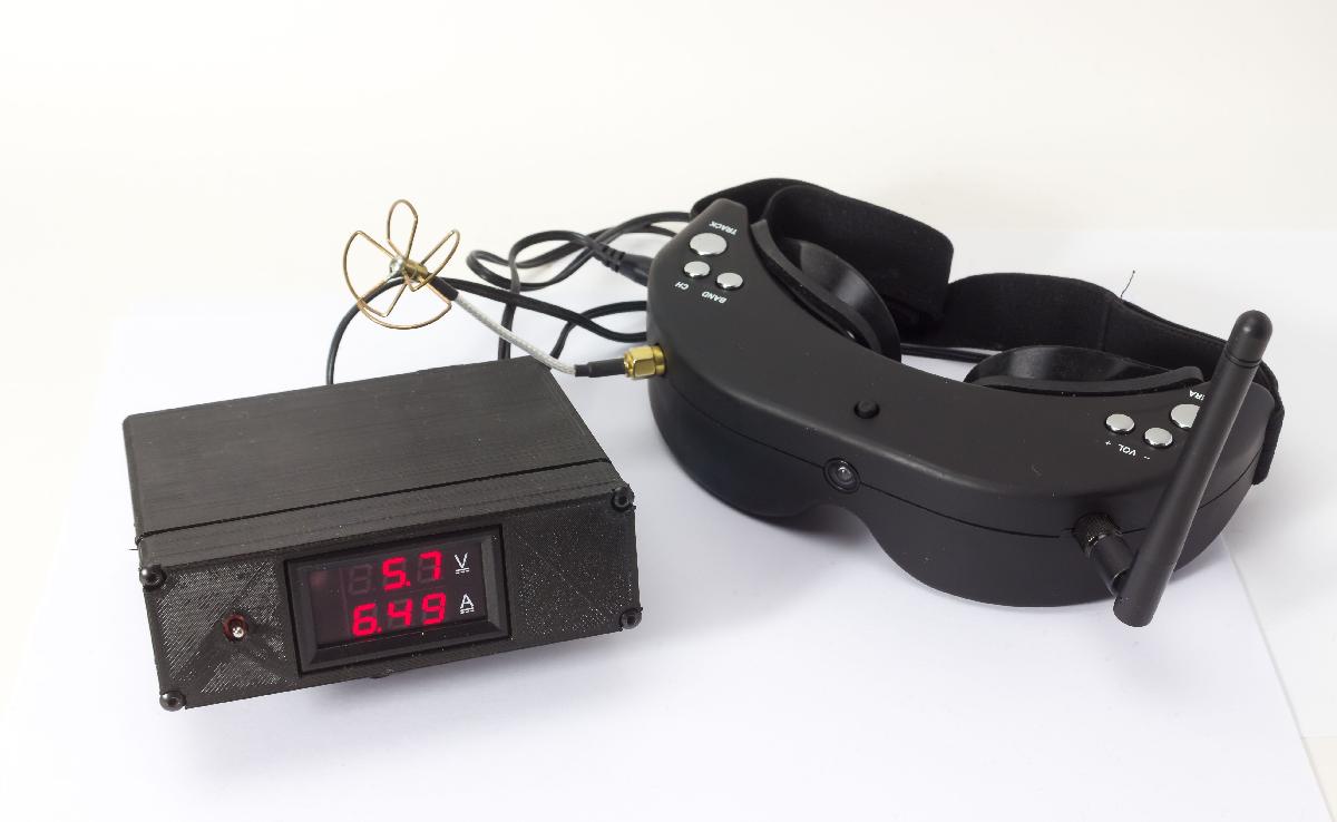 Caixa de bateria para oculos FPV Fatshark/Skyzone com voltimetro e amperimetro V1