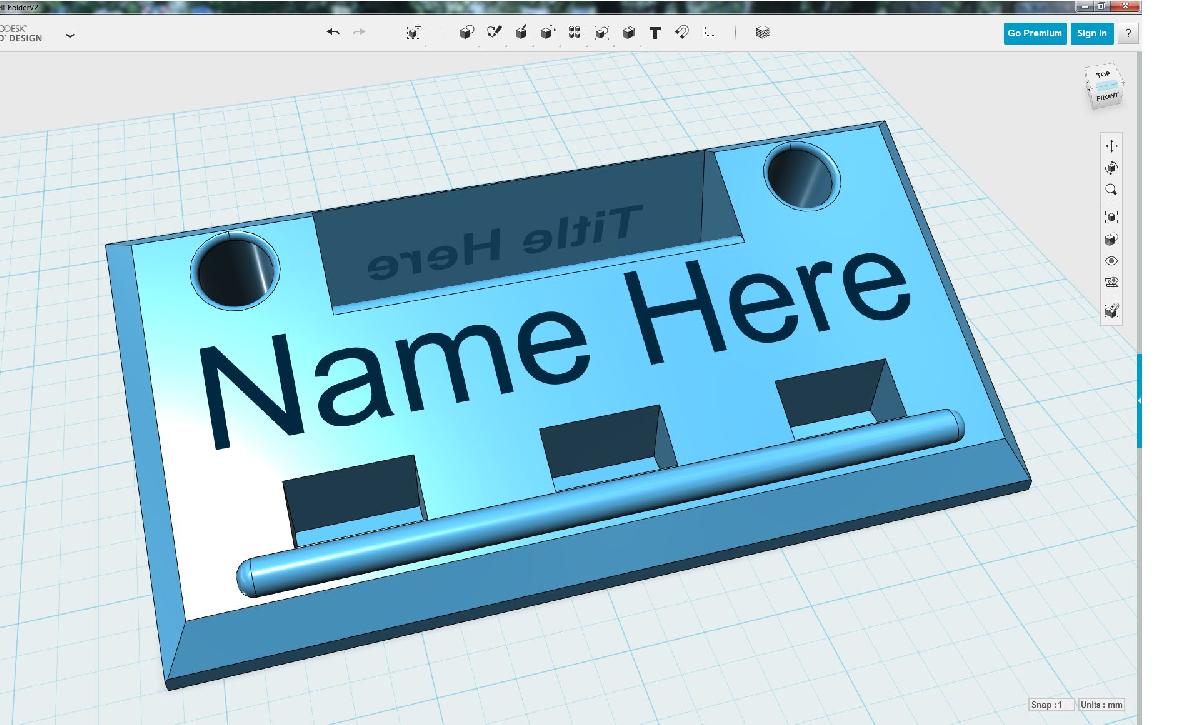 Placa de nome, suporte para celular e caneta