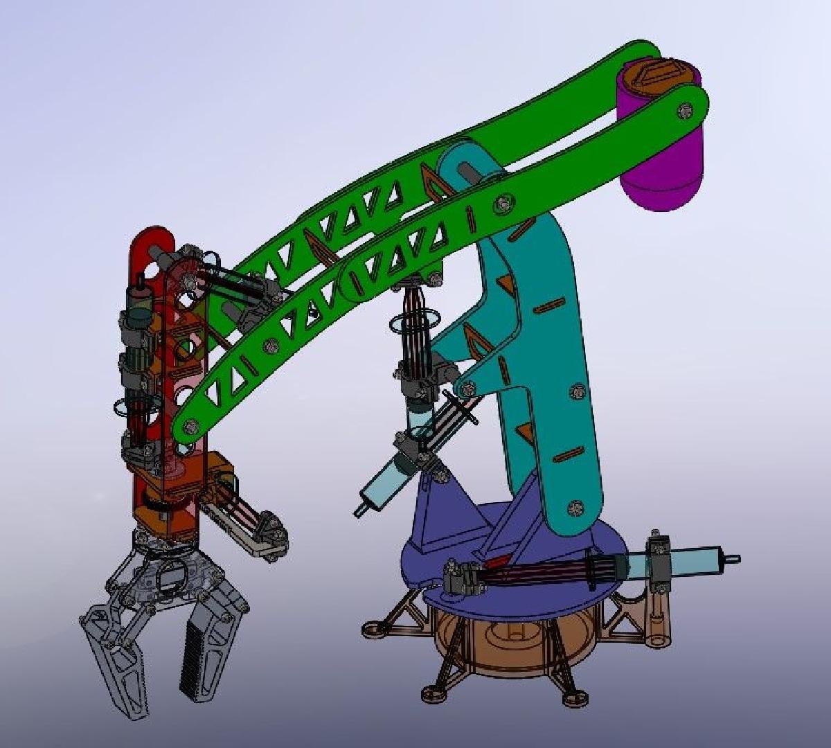 Braco Robotico Hidraulico de 6 Eixos