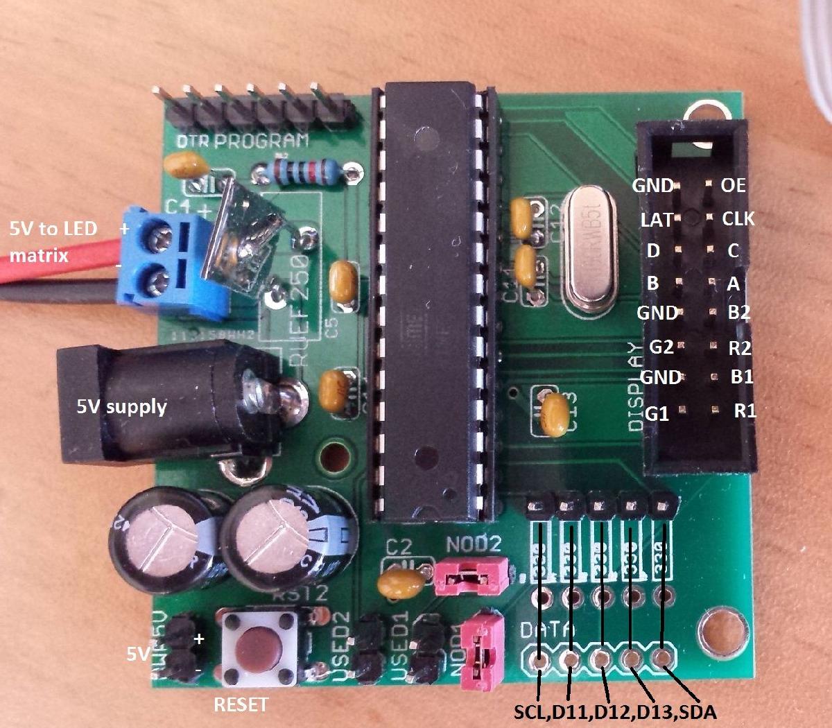 driver de display matricial 16x32 HUB75 ATmega328P