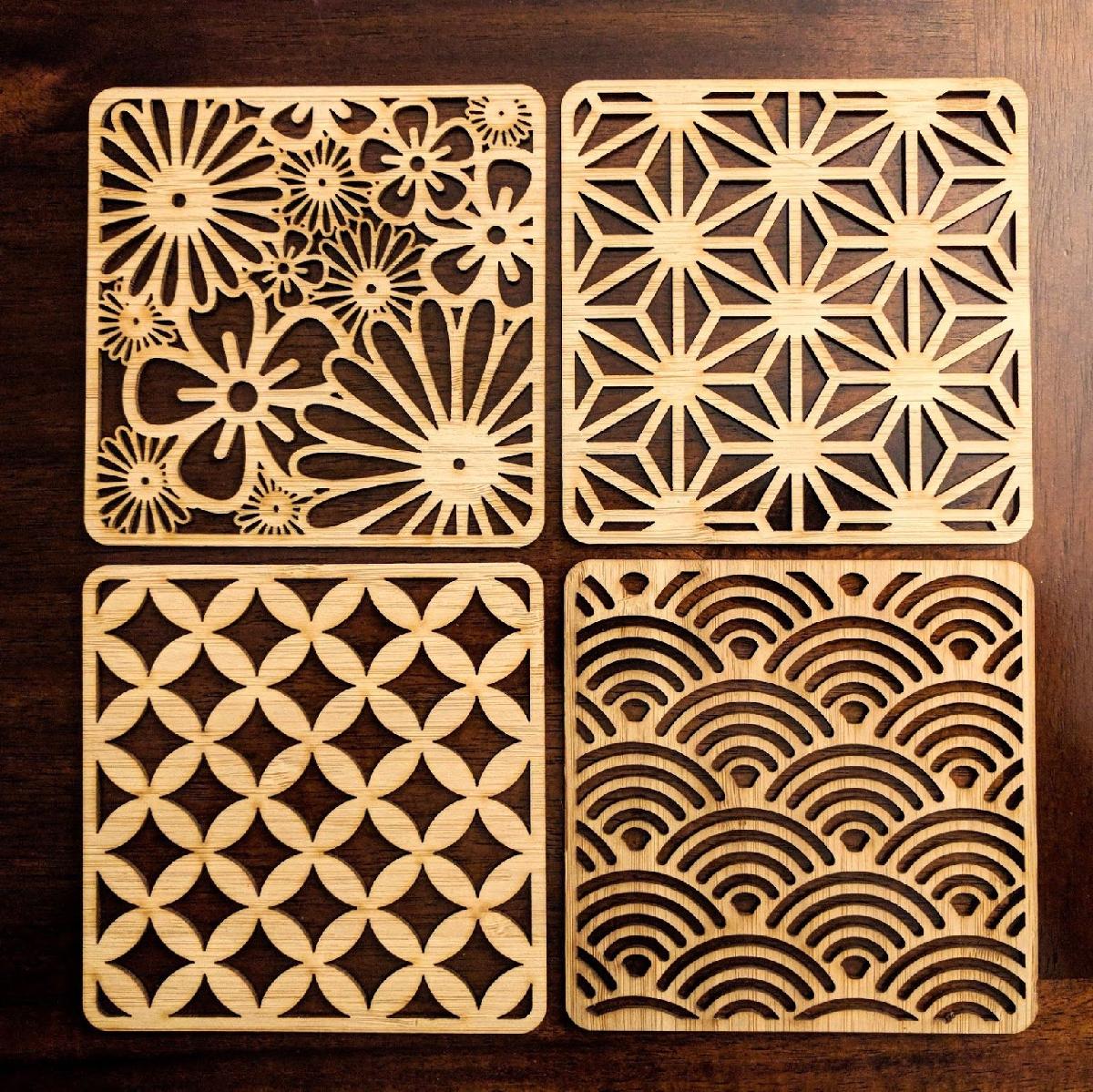 Sousplats com Padrao Japones Cortados a Laser