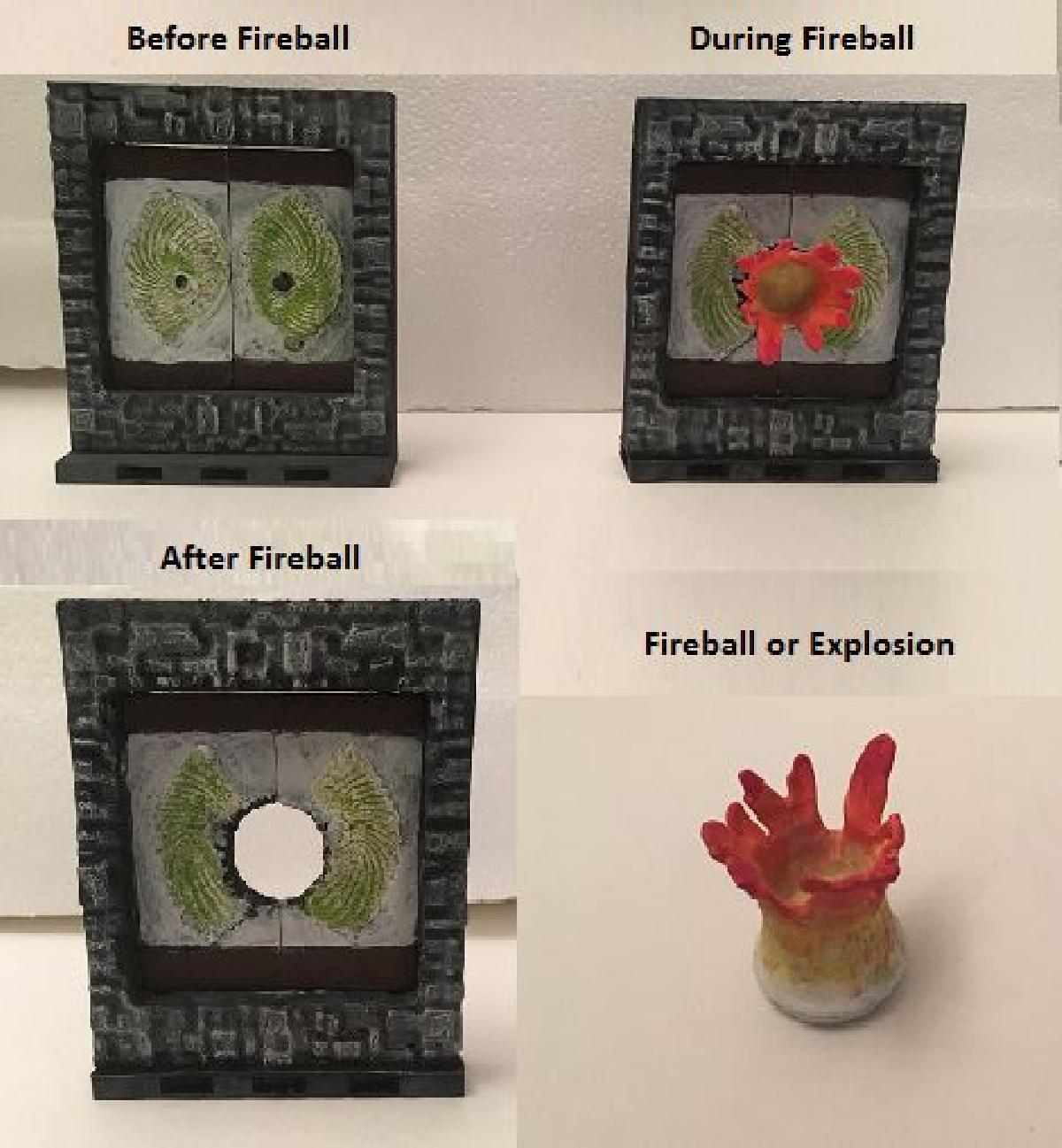 Portas pivotantes em chamas (Antes, Durante e Depois)