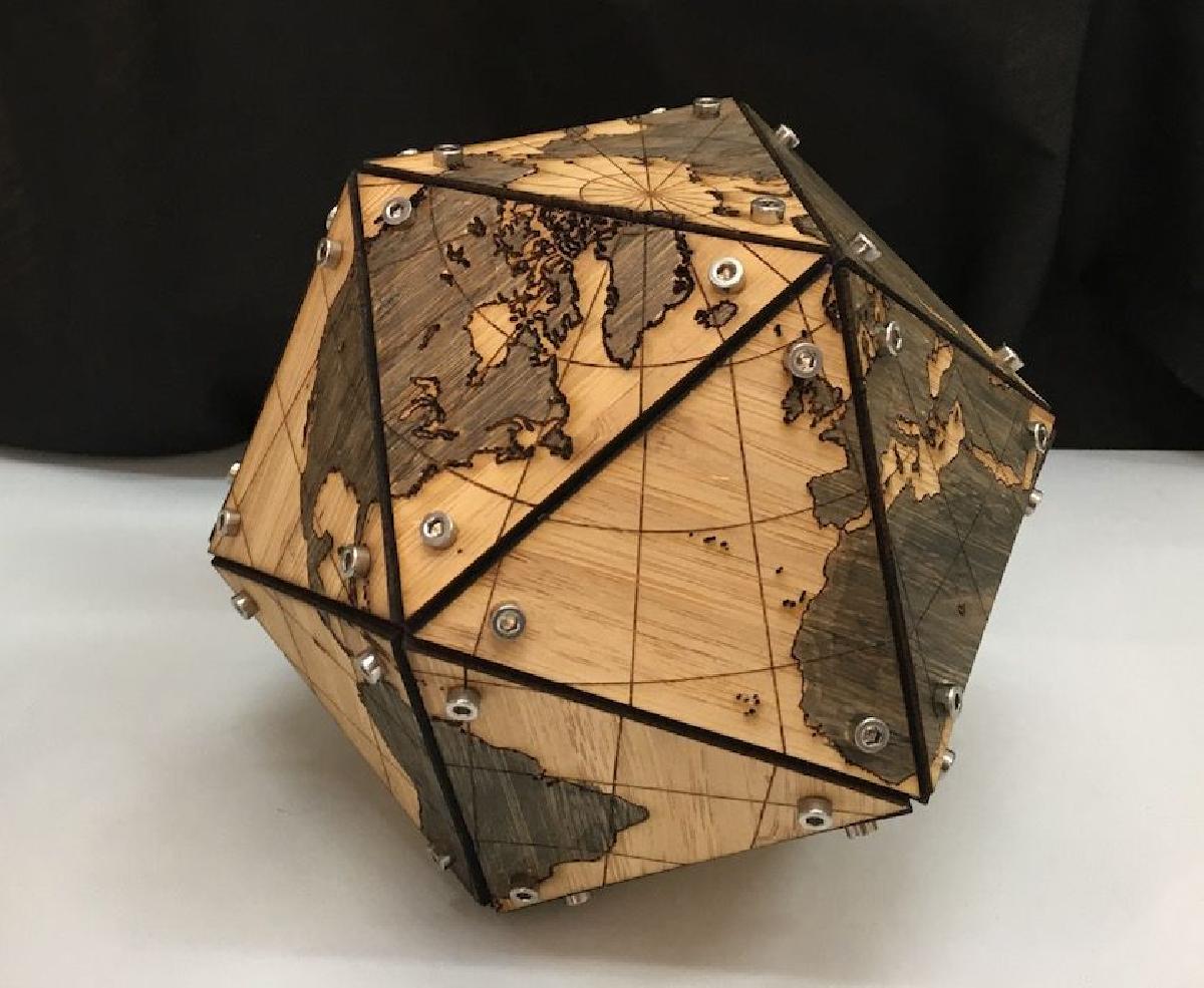 Mapa Dymaxion (Projecao Fuller) em 3D