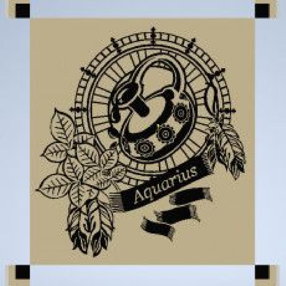 Estencil do signo de Aquario / multicolorido