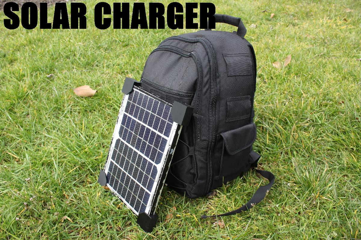 Mochila com carregador solar para telefone