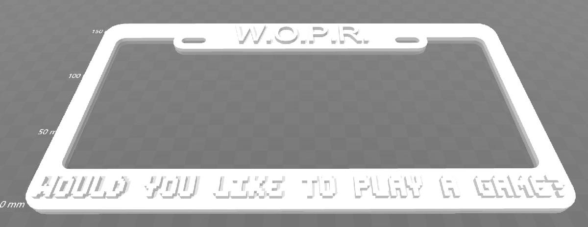 WOPR   Voce gostaria de jogar um jogo, Suporte para placa de veiculo