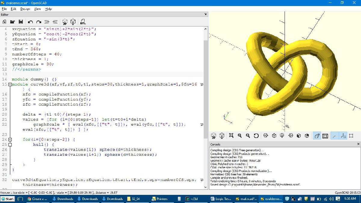 Analisador de funcoes para OpenSCAD e graficador de curvas parametricas