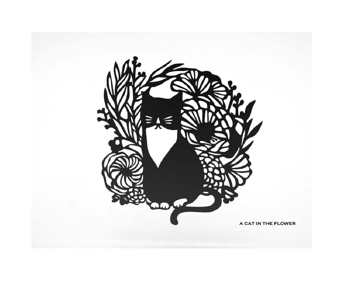 Uma Gato na Decoracao de Parede de Arte Floral