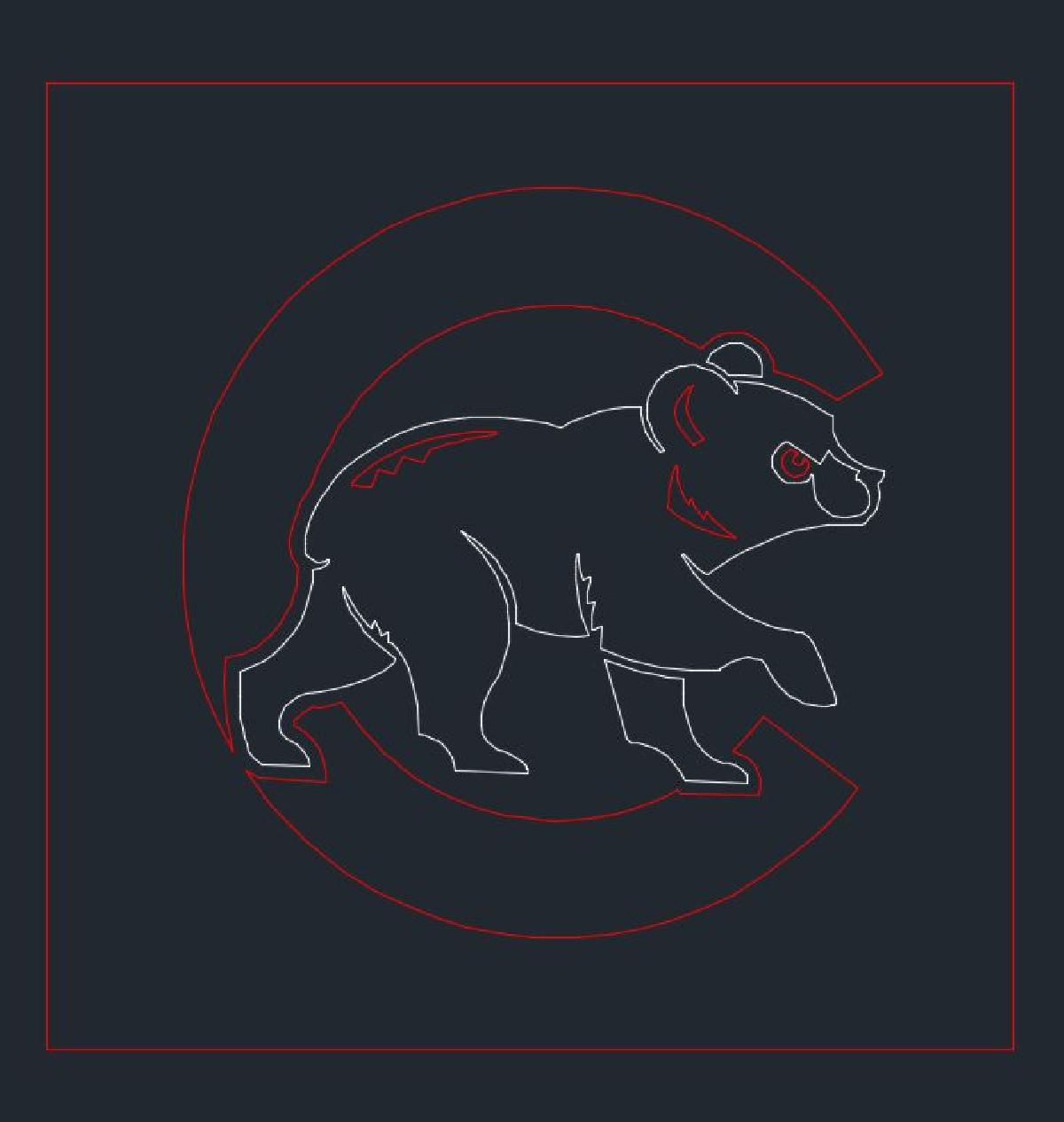 Logotipo do Chicago Cubs Cortado a Laser   INCRIVEL