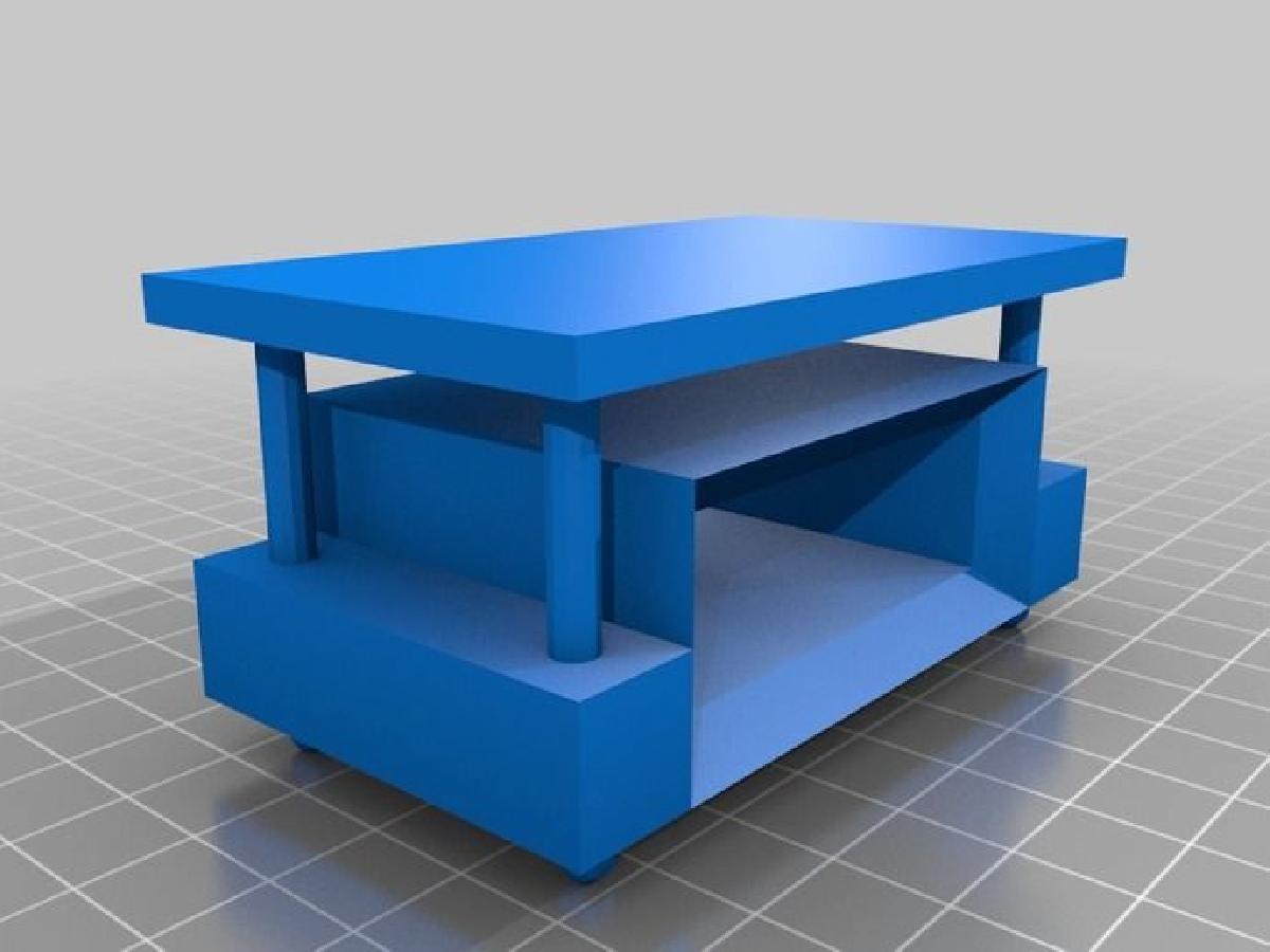 PROTOTIPO DE UMA MESA CENTRAL DE MADEIRA EM MINIATURA C / TAMPA DE NICHO E VIDRO