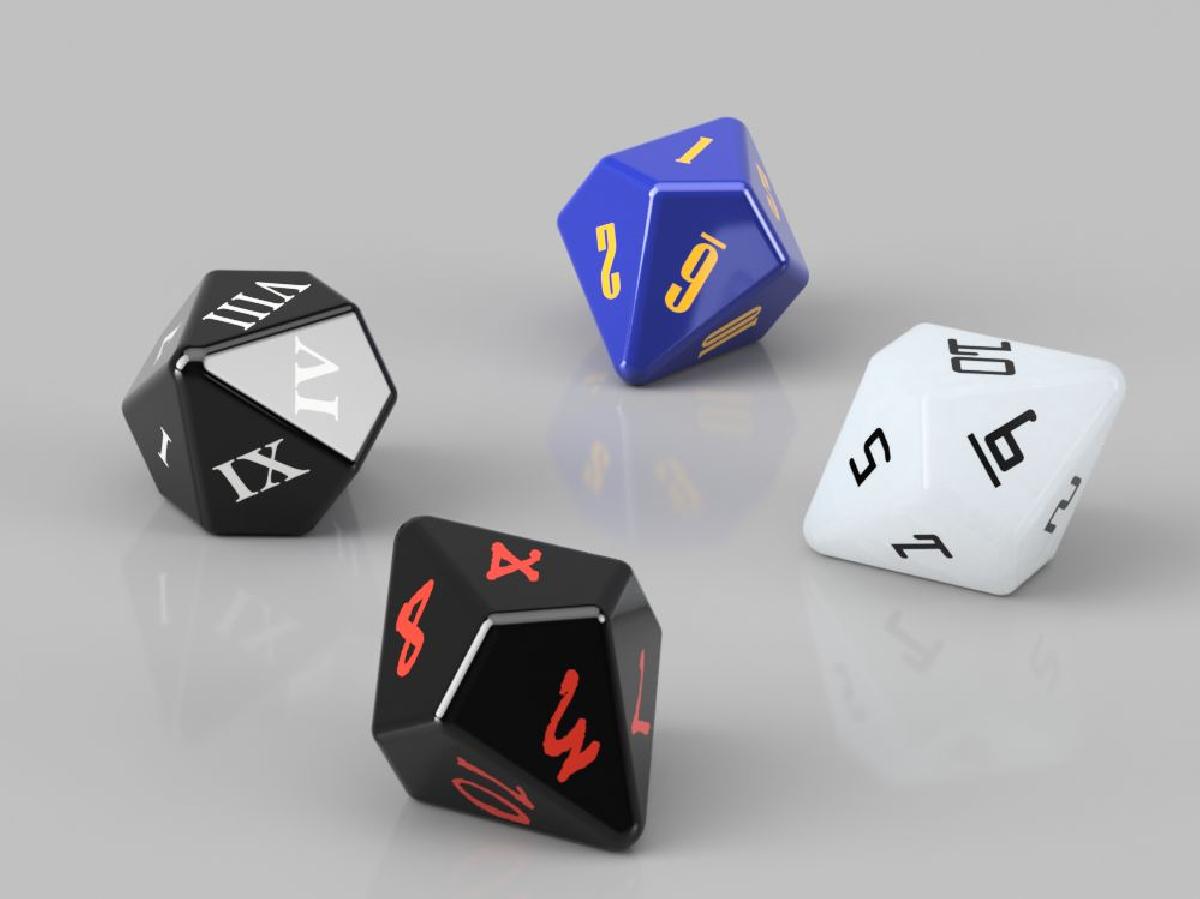 Pacote Variado de Dados D10 e Bandeja de Contador de Vida