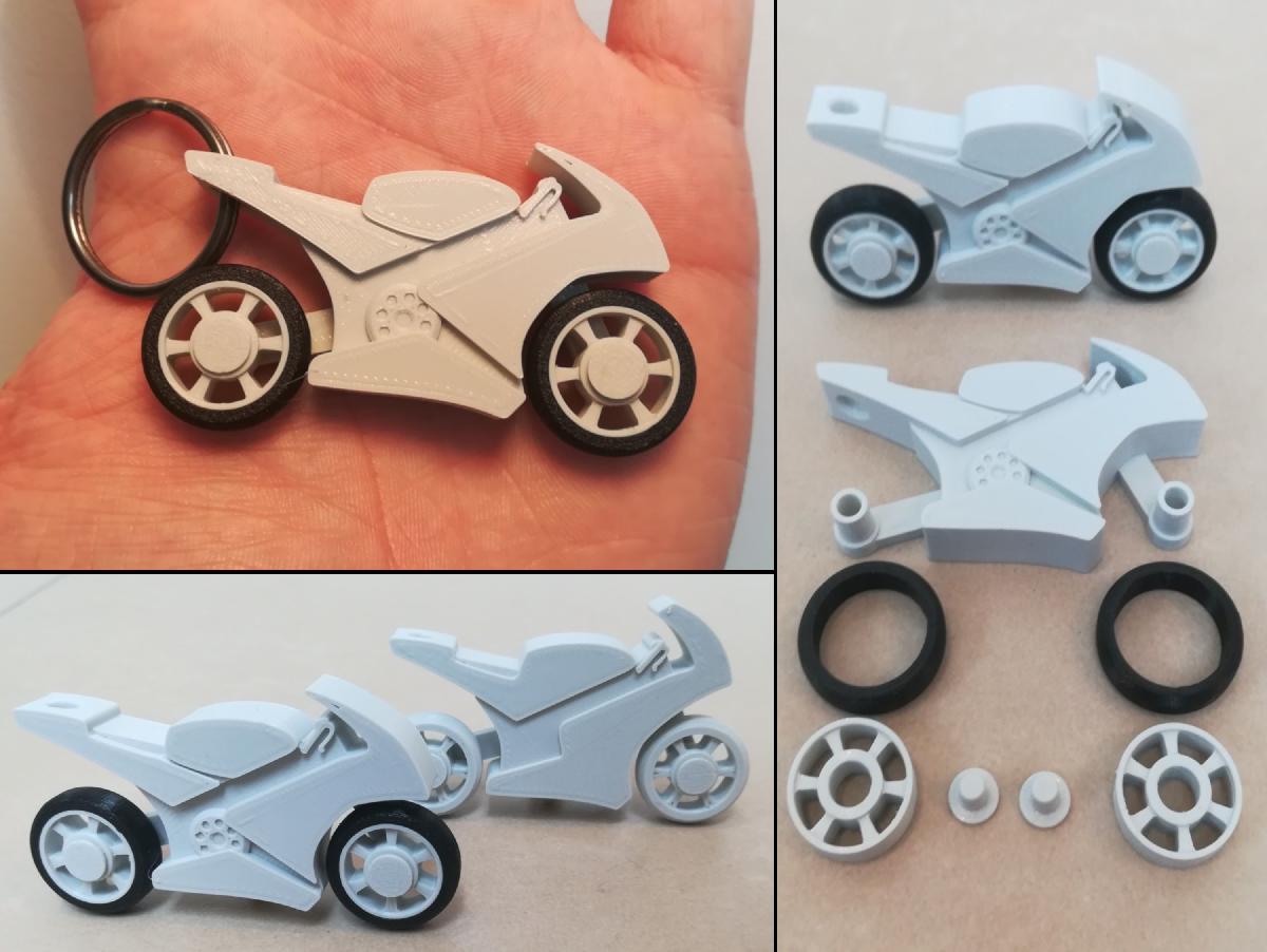chaveiro da motocicleta com rodas giratórias