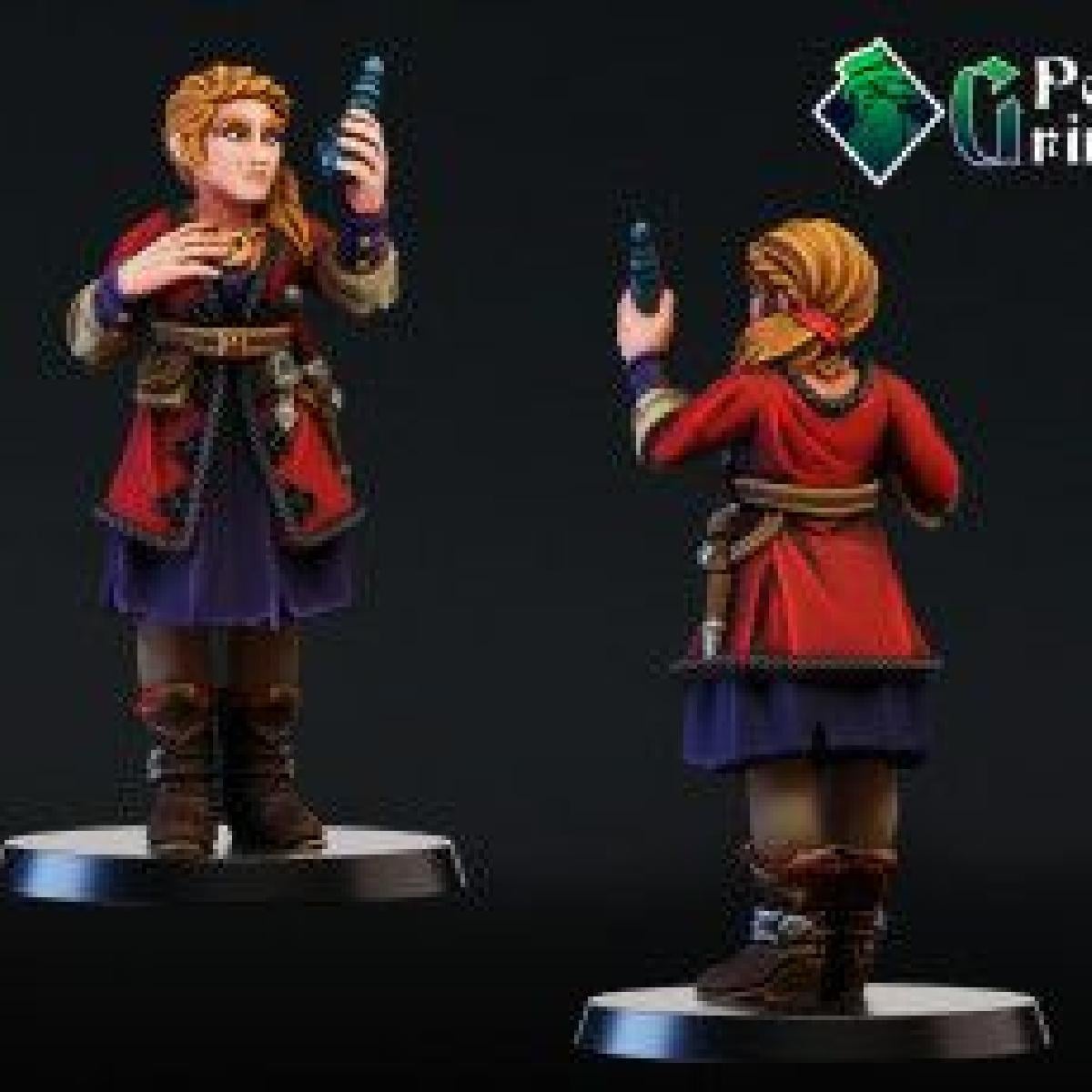 Mulher da fantasia com frasco de vidro