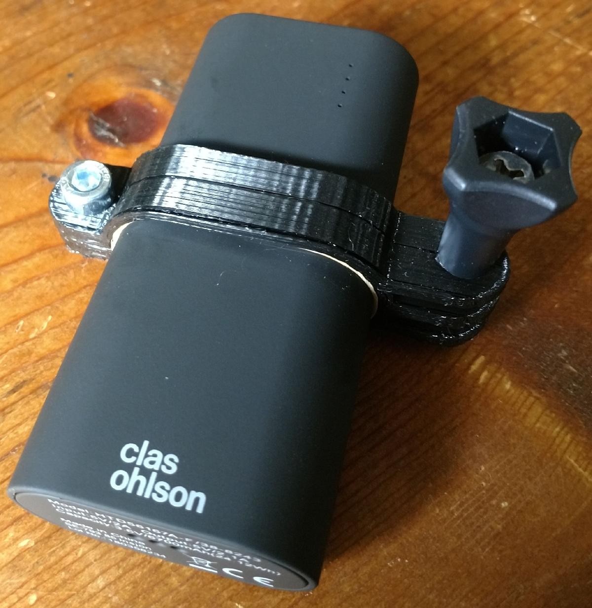 Suporte compativel com GoPro para um banco de energia USB
