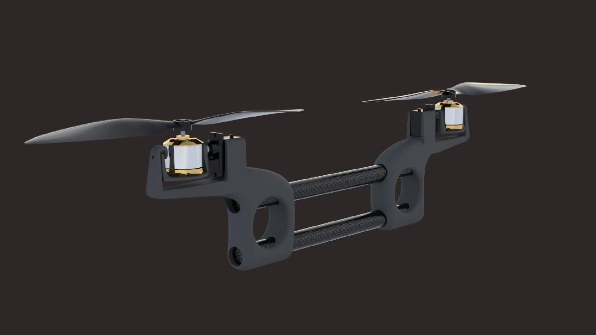 Bicoptero A2212 RC impresso em 3D com vetorizacao de empuxo
