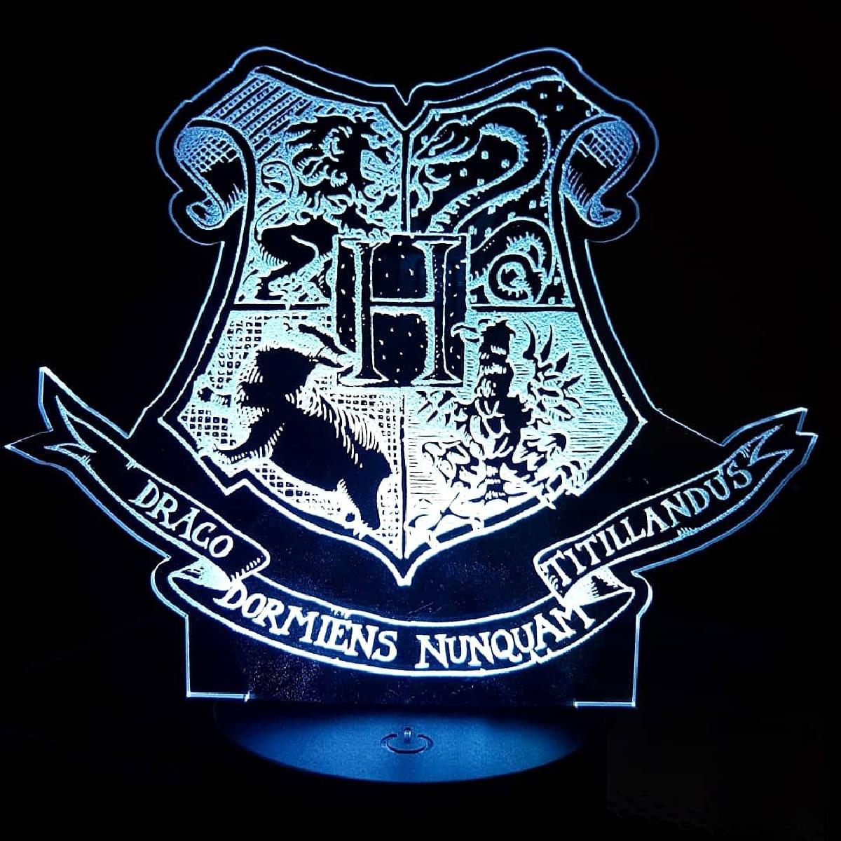 Placa de Lampada LED do Brasao de Armas de Hogwarts