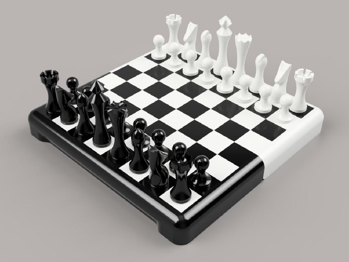 Conjunto de xadrez com caixa