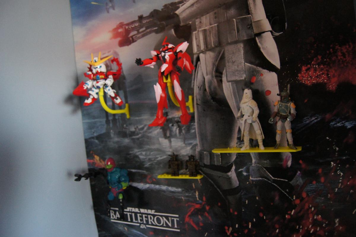 Coloque suas figuras de acao em um quadro de estacas