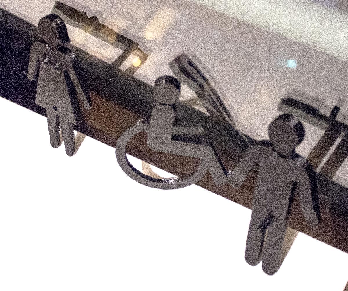 sinais de banheiro (homem, mulher, menos)