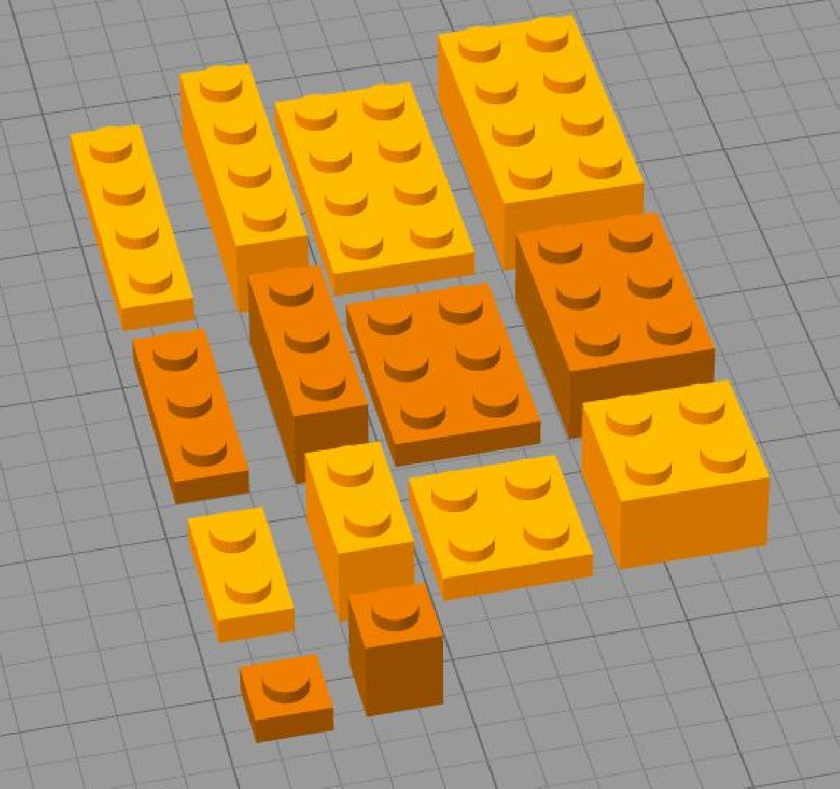 Ladrilhos basicos LEGO (1x1 4 e 2x2 4, pequenos e grandes)