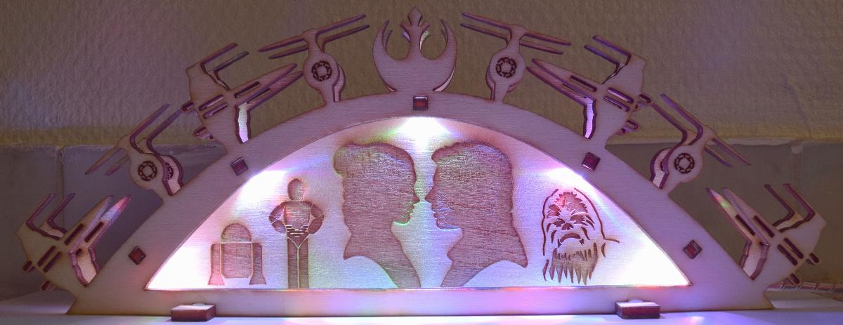 corte a laser LED contraforte tema starwars