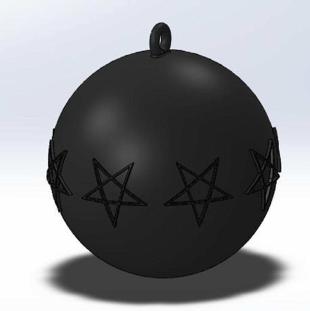 Bola Anti Arvore de Natal para Cabecas de Black Metal com Pentagrama HD STL