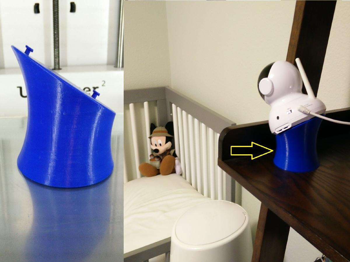 Monitor de bebê com suporte angulado para prateleira