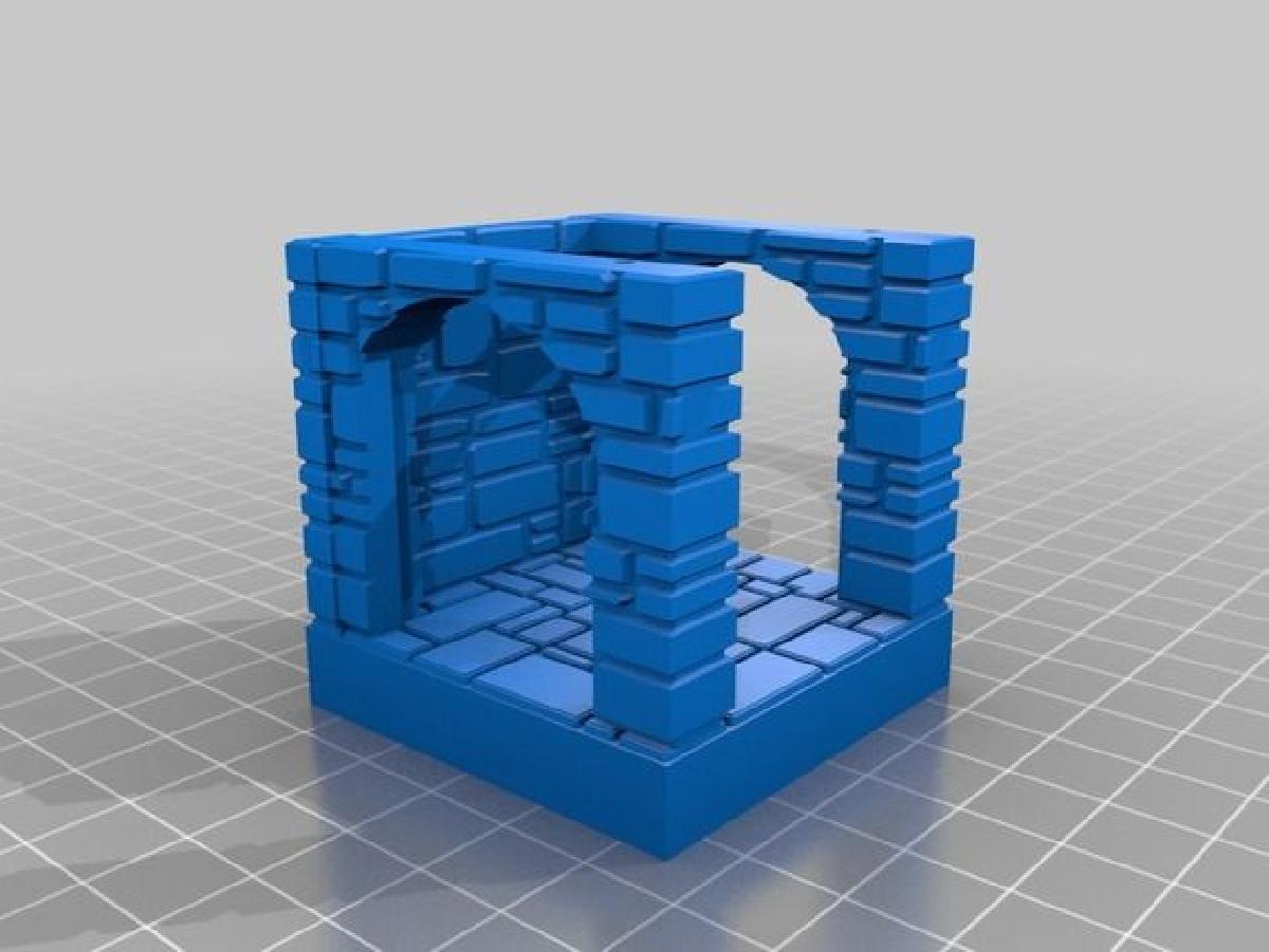 Porta dupla de tijolo de pedra OpenForge com parede