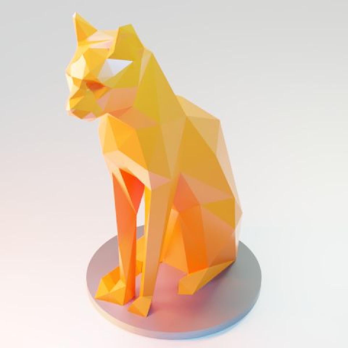 Gato sentado poli baixo