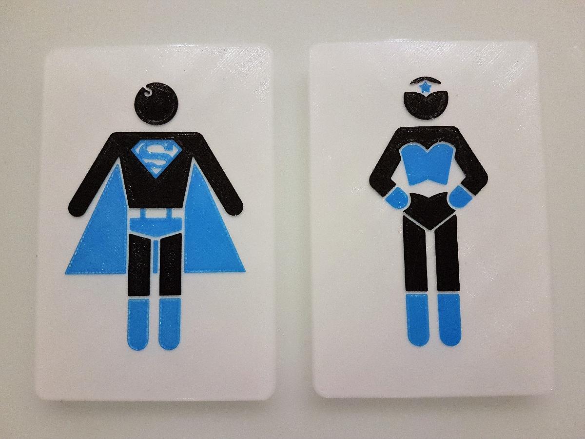 Placas de Banheiro de Super heroi