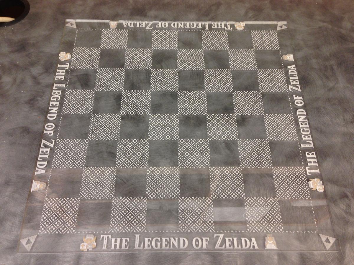 Tabuleiro de xadrez Legend of Zelda gravado a laser
