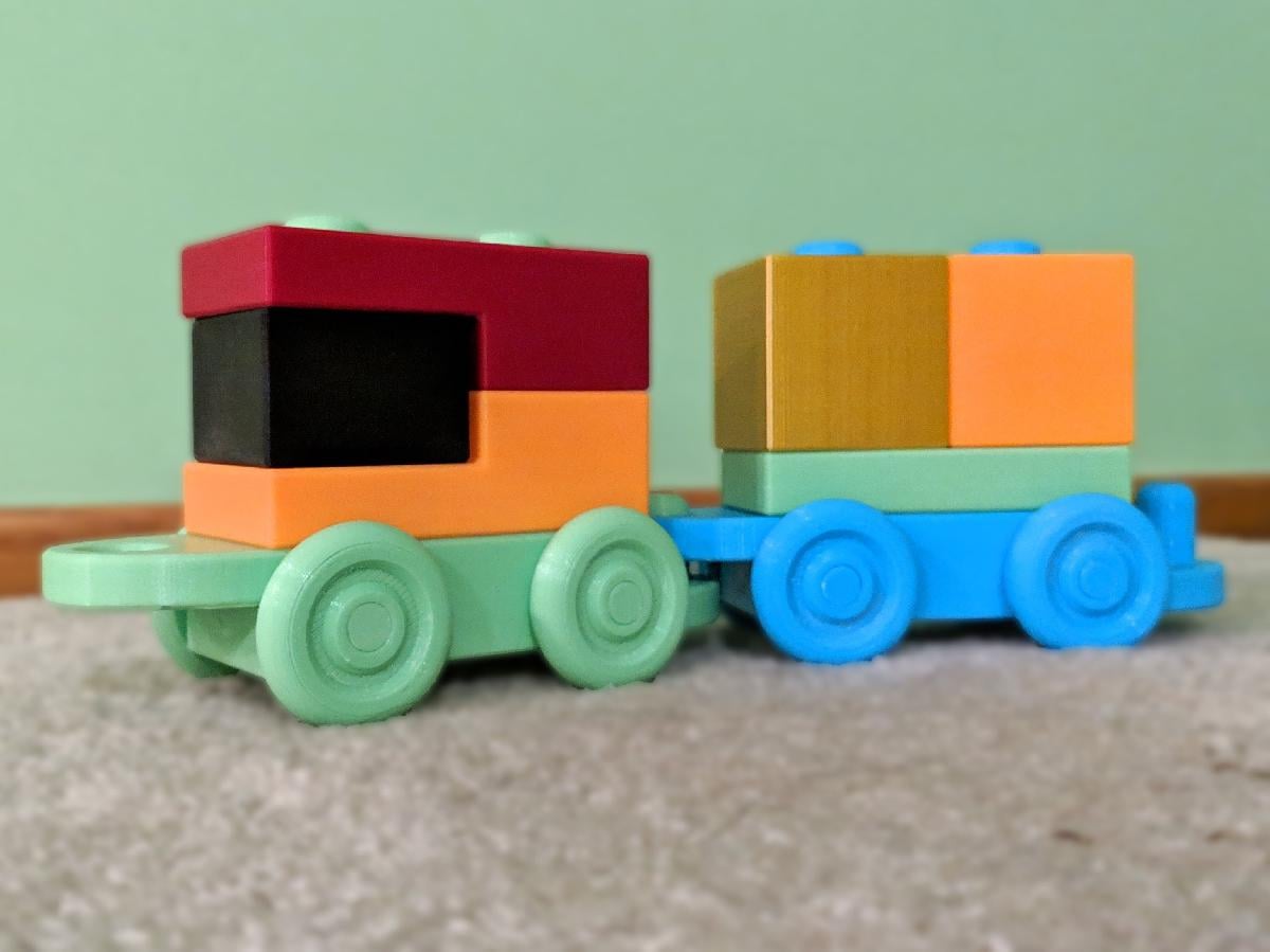 3 Blocos de Unidade para Empilhar Brinquedo de Trem de Bloco