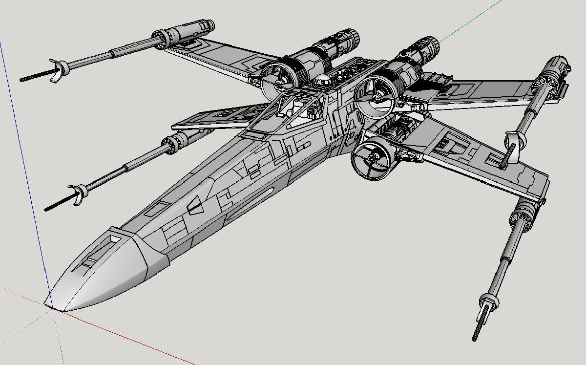 X Wing em escala 1:24 para impressoras de filamento