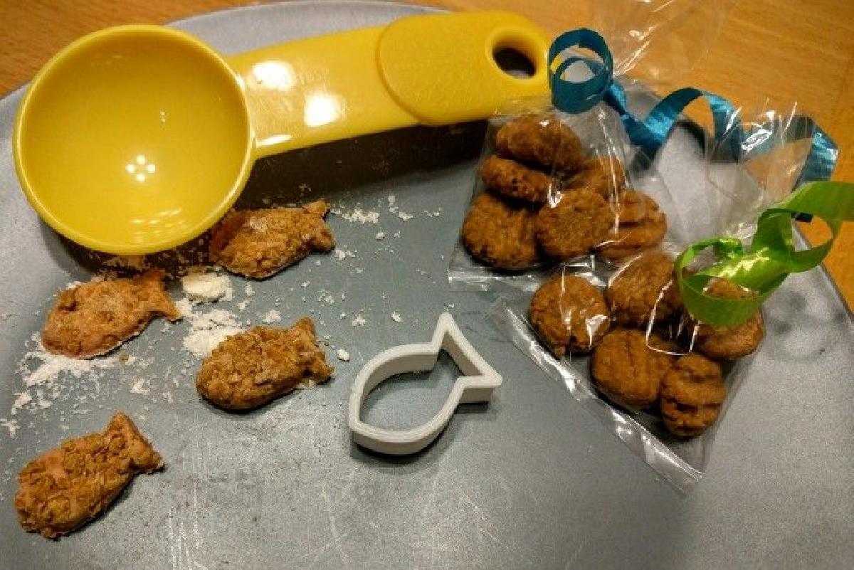 Cortador de petiscos para gatos em forma de peixe