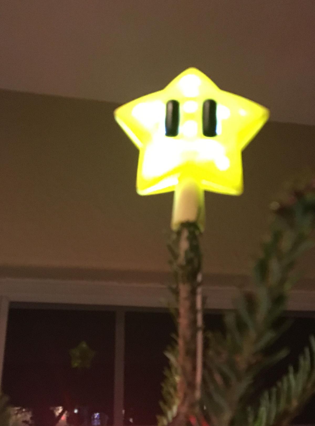 Decoracao de Estrela Mario para Arvore de Natal com Iluminacao LED Simples