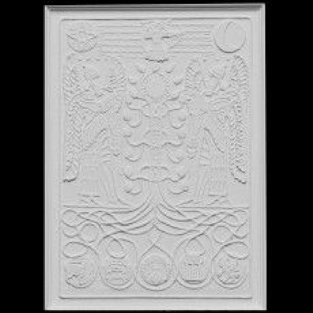 Painel de teto Limnerslease com decoracao inspirada na Assiria