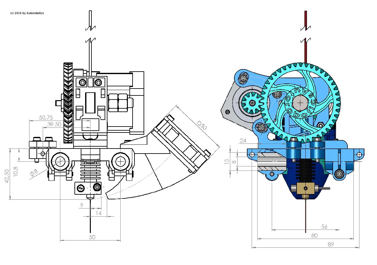 nova construcao de extrusora wade para prusa mendel