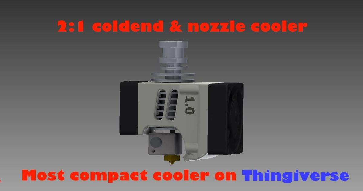 cooler extrusor 2 em 1 mais compacto ventilador 40 30mm