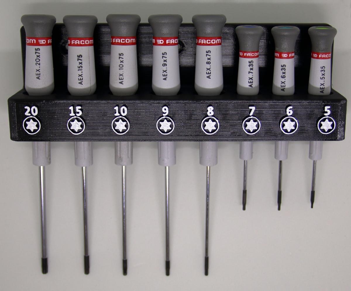 Suporte de parede/placa de pinos para chave de fenda   Torx Facom