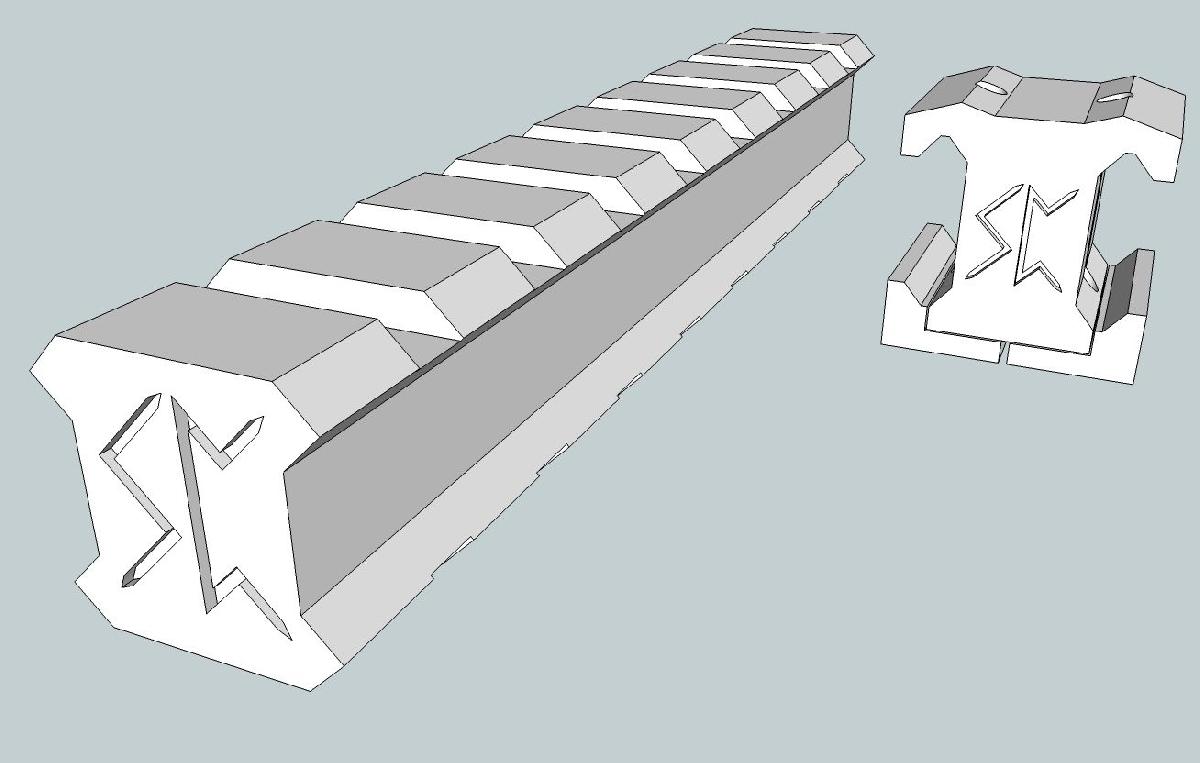 Adaptadores Picatinny macho para macho e femea para femea.