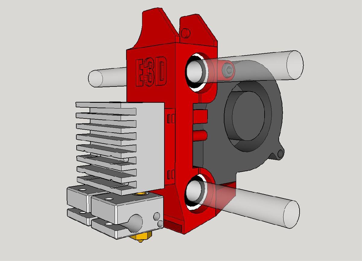 O Denunciante   Carroca Prusa i3 X para E3D Chimera com ventilador de camada embutido